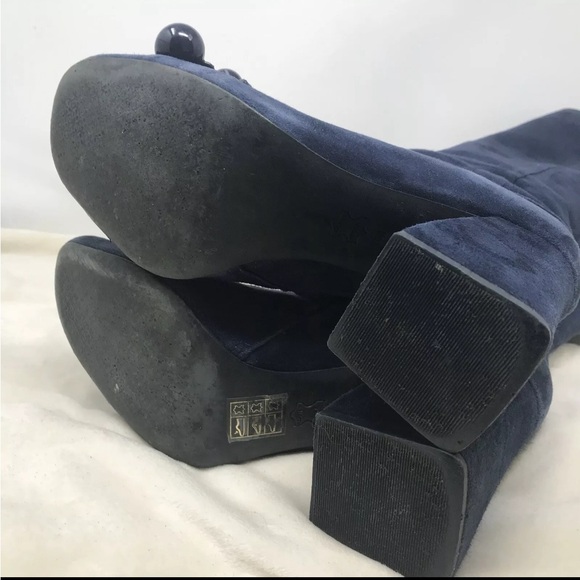 Tory Burch Addison Blue Suede Tall Boots Womens size 8M Royal Navy #44914 Zip Up - Picture 11 of 14